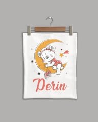 Ay Üstünde Sevimli Ayıcık Tasarımı Organik Battaniye