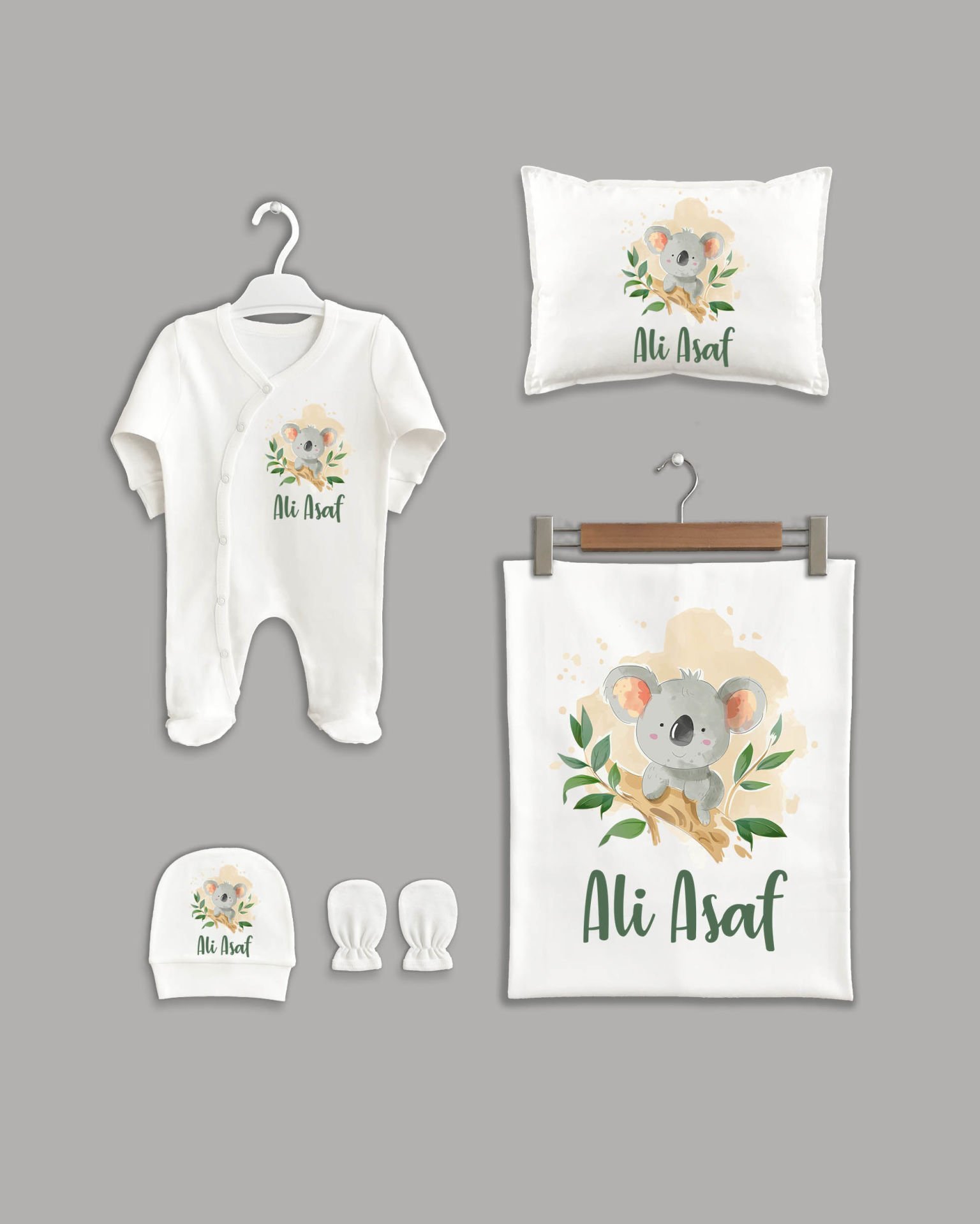 Sevimli Koala Modeli 5'li Organik İsme Özel Hastane Çıkışı