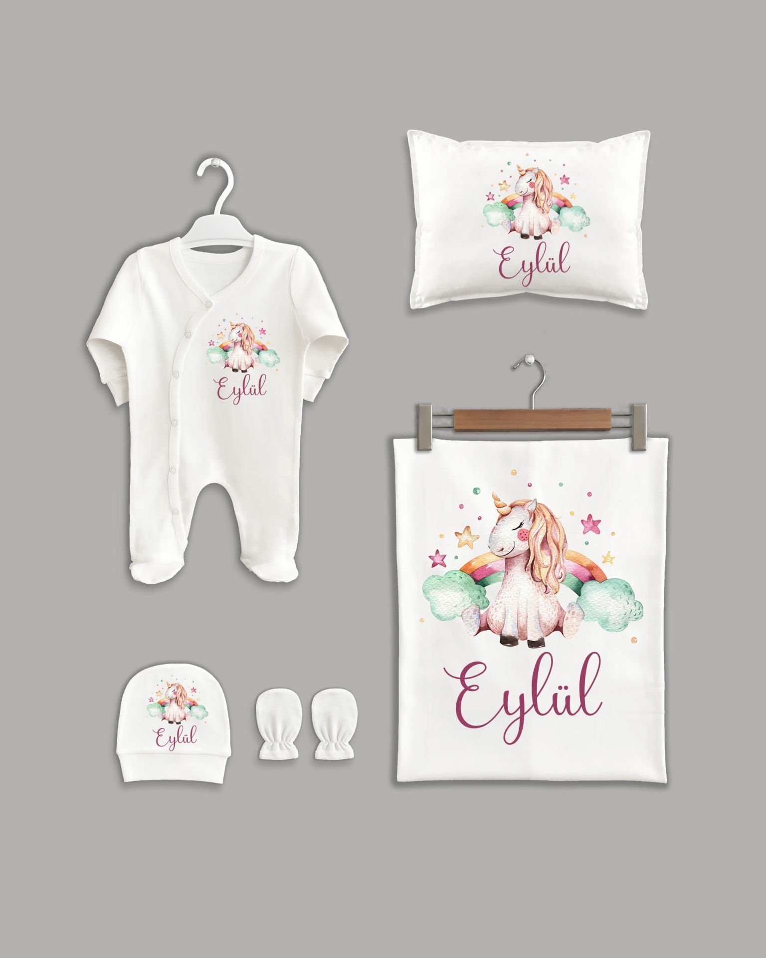 Unicorn Modeli 5'li Organik İsme Özel Hastane Çıkışı