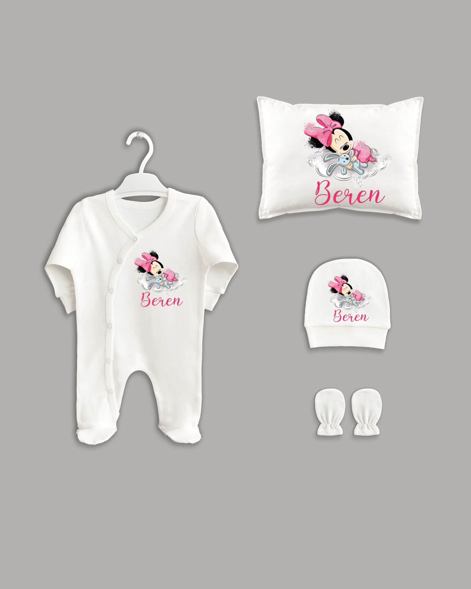 Mickey Mouse Modeli 4'lü Organik İsme Özel Hastane Çıkışı